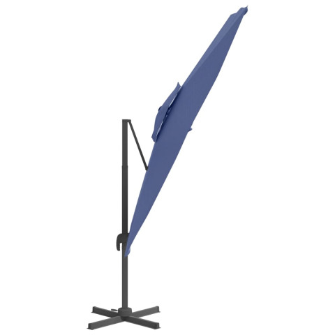 Parasol cantilever à double toit bleu azuré 400x300 cm