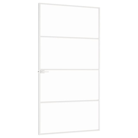 Porte d'intérieur blanc 102x201,5 cm trempé verre aluminium fin