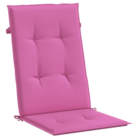 Coussins de chaise de jardin à dossier haut lot de 2 rose tissu