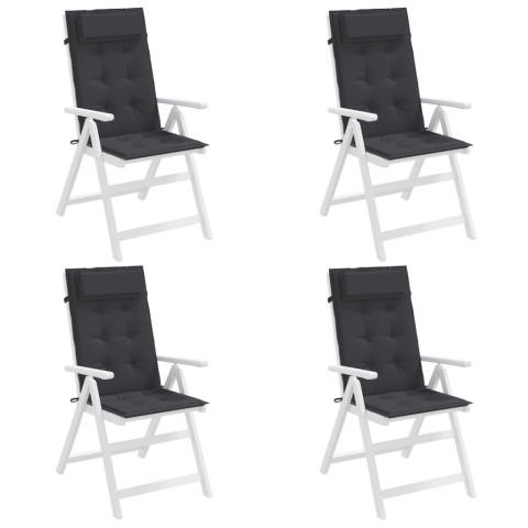 Coussins de chaise à dossier haut lot de 4 tissu oxford - Couleur au choix