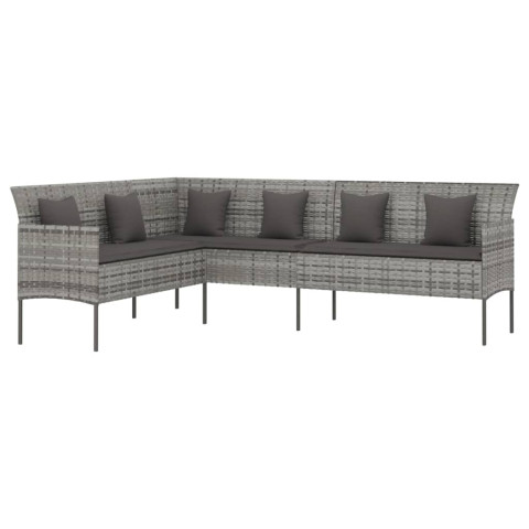 Mobilier à dîner de jardin et coussins 2 pcs gris rotin