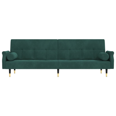 Canapé-lit avec coussins vert foncé velours
