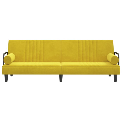 Canapé-lit avec accoudoirs jaune velours