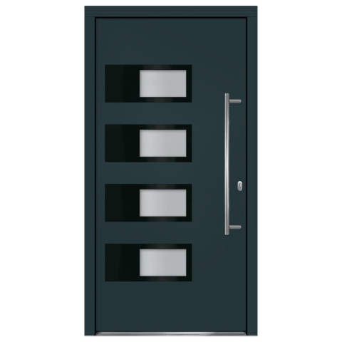 Porte d'entrée anthracite 100x200 cm aluminium et pvc