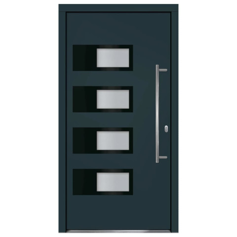 Porte d'entrée anthracite 110x210 cm aluminium et pvc