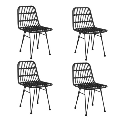 Mobilier à dîner de jardin 5 pcs noir résine tressée