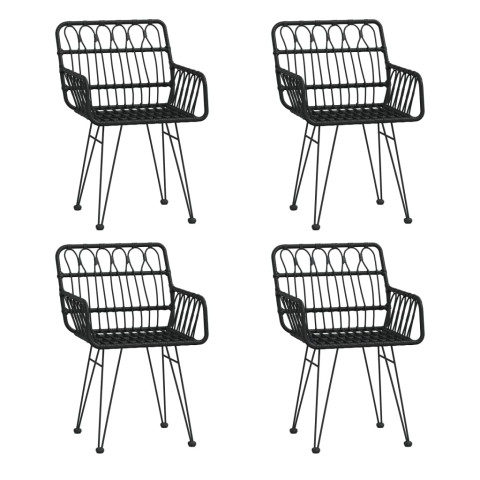 Mobilier à dîner de jardin 5 pcs noir résine tressée