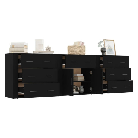 Buffets 3 pcs bois d'ingénierie - Couleur au choix