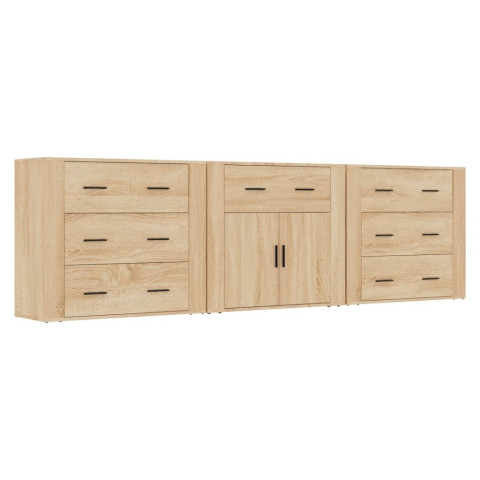 Buffets 3 pcs bois d'ingénierie - Couleur au choix