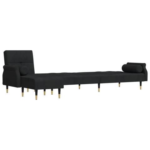 Canapé-lit en forme de l noir 271x140x70 cm velours
