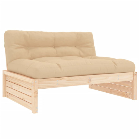 Salon de jardin 5 pcs avec coussins bois massif