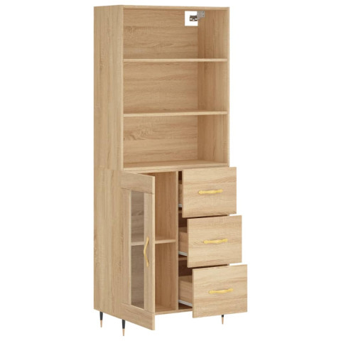 Buffet haut chêne sonoma 69,5x34x180 cm bois d'ingénierie