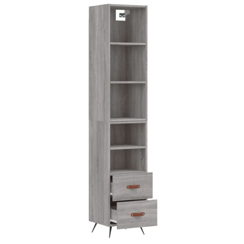 Buffet haut sonoma gris 34,5x34x180 cm bois d'ingénierie