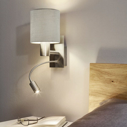 Lampe murale pasteri taupe et métal mat