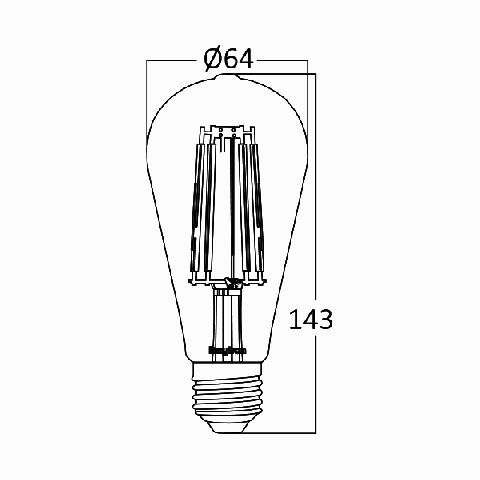 Ampoule led st64 filament 6w e27 2200k dimmable