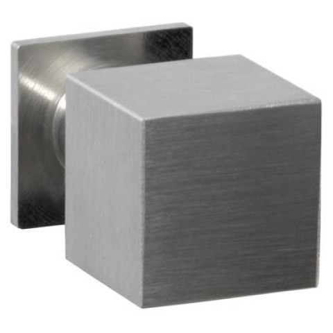 Bouton de meuble carré DIDHEYA - sur pied - Ø20 mm - inox massif brossé - I-426/34120