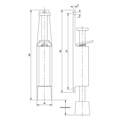 Cale porte 180 mm Argent SEVAX poids max. 40kg - 660245