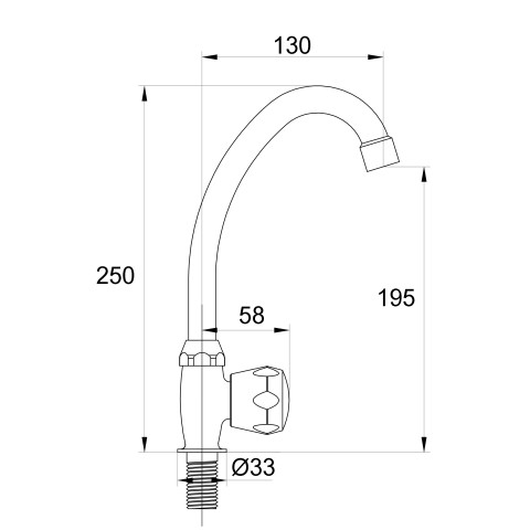 Robinet de Lave Mains Haut (eau froide uniquement) BOURGET by Eurosanit