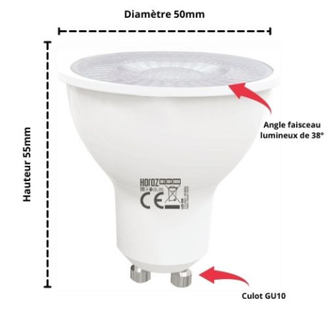 Lot de 10 ampoules led spot 4w gu10 (eq. 32w) 4200k