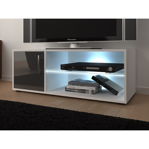 Meuble TV 100 cm avec led gris brillant lynco
