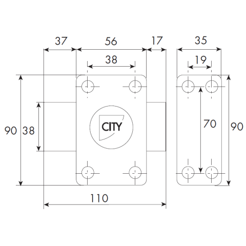 Verrou iseo city 25 à bouton - cylindre 30 mm - sur variure nv 03 - 10020302v03