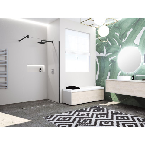 Paroi fixe pour douche à l'italienne domao - réglable de 77 à 78,5 cm - profilnoir