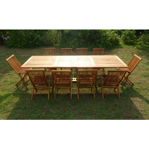 Ensemble de jardin en teck huilé kaloa 10 chaises jumak