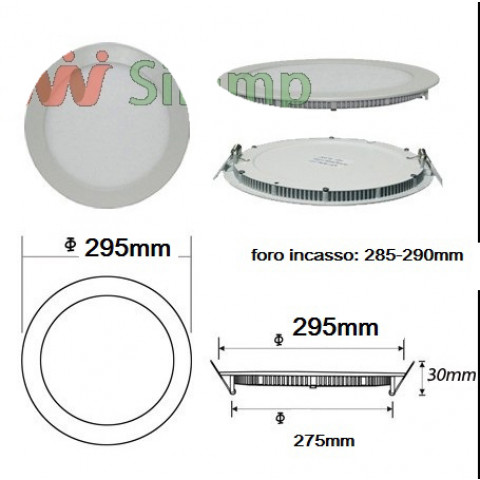 Downlight dalle led extra plate ronde blanc 24w - couleur eclairage : blanc chaud 2300k - 3500k