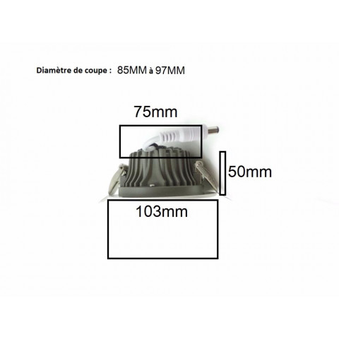 Spot encastrable led cob 7w 80 rond - couleur eclairage au choix