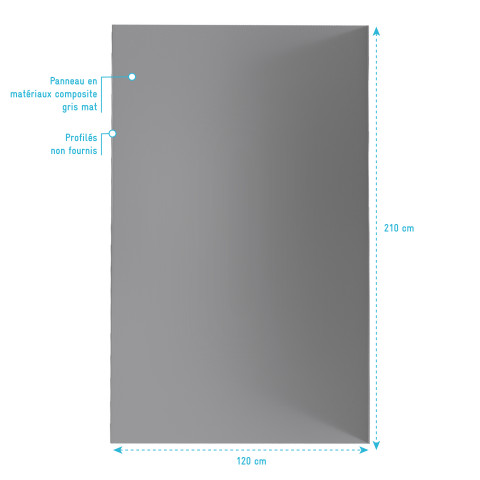 Panneau mural de douche gris en aluminium - 120 x 210 cm - wall'it gris 120