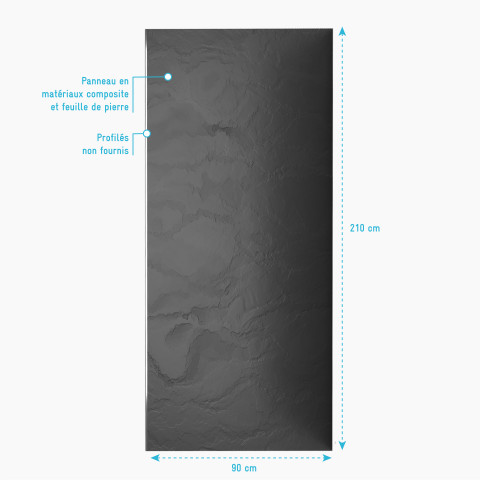 Panneau mural de douche ardoise en composite ardoise et résine - 90 x 210 cm - stone'it ardoise 90