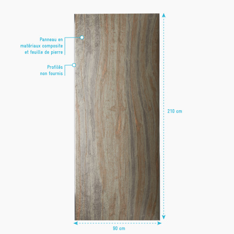 Panneau mural de douche finition pierre en composite pierre de mica et résine - 90 x 210 cm - stone'it wood stone 90 Aurlane - FAC336
