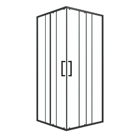 Porte de douche carrée coulissante - verre sérigraphié noir 90x90 Aurlane - FAC594