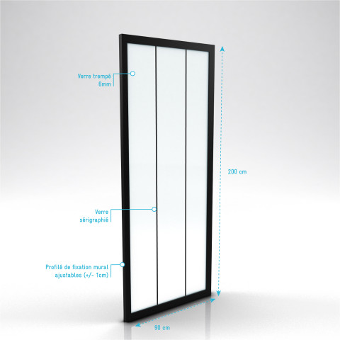 Paroi retour pour porte de douche - 90x200 cm - crushx retour 90cm Aurlane - FAC598
