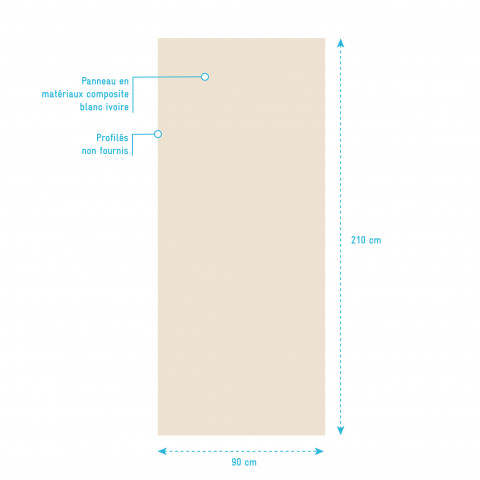 Panneau mural de douche ivoire en aluminium - 90 x 210 cm - wall'it ivoire 90 Aurlane - FAC704