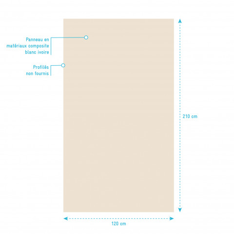 Panneau mural de douche ivoire en aluminium - 120 x 210 cm - wall'it ivoire 120 Aurlane - FAC705