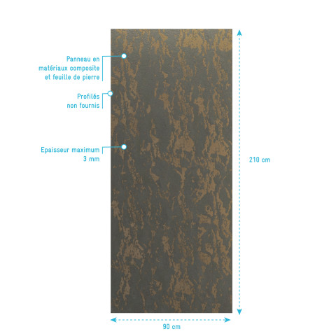 Panneau mural pour salle de bains - finition pierre naturel venus - 90x210 cm - stone'it Aurlane - FAC801
