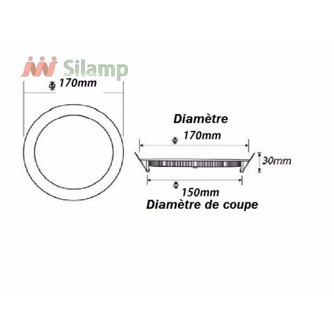 Downlight dalle led extra plate ronde alu 12w - couleur eclairage : blanc neutre 4000k - 5500k