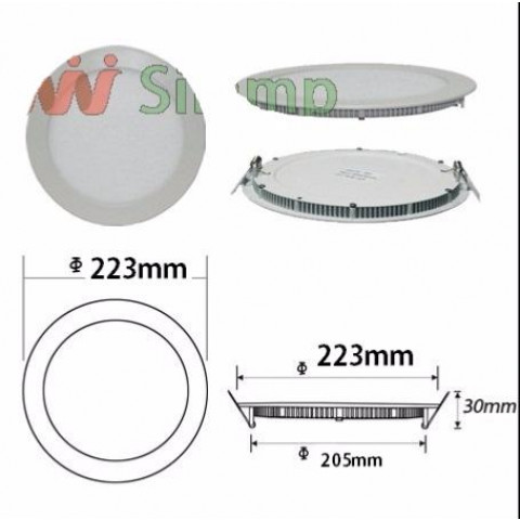 Downlight dalle led extra plate ronde blanc 18w - couleur eclairage au choix
