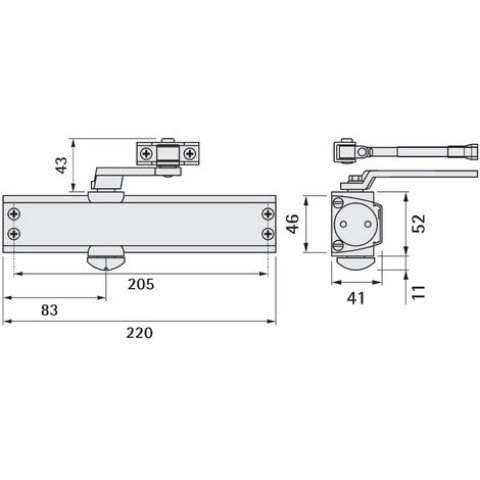 Ferme-porte fl96 evo - cavers iseo - 24v - bi-tension - rupture + contact bras droite - 379965