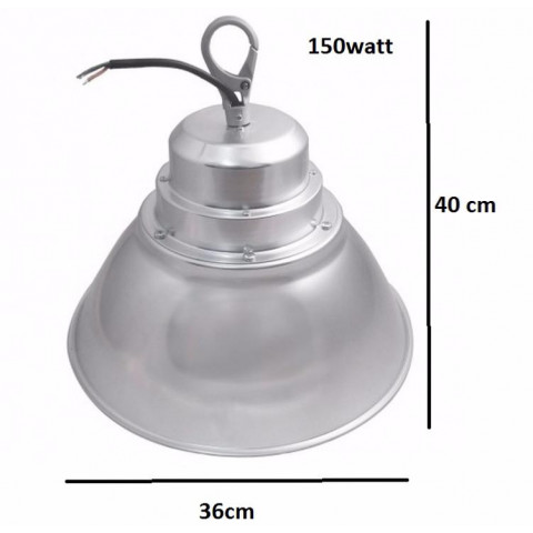 Cloche industrielle led 150w 120 argent ip65 - couleur eclairage : blanc neutre 4000k - 5500k