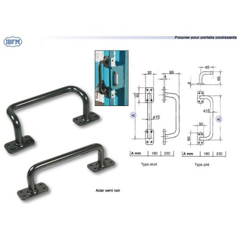 Poignée de tirage acier noir SEVAX 230 mm - 482230