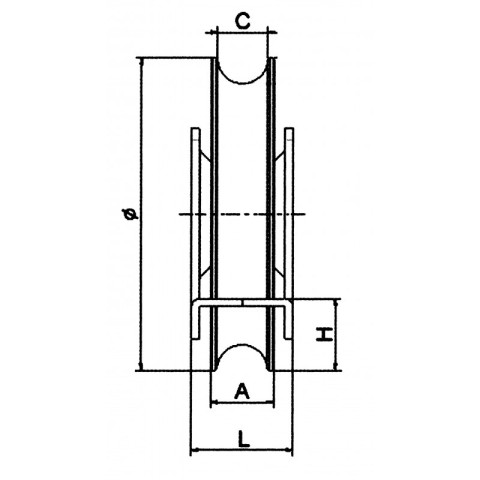 Roue Ø100 mmm à gorge ronde Ø16 mm AVL - support à encastrer - charge 300 kg - 918100B