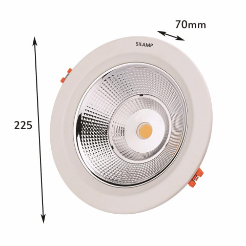 Downlight spot led cob rond 40w ø225mm - couleur eclairage au choix
