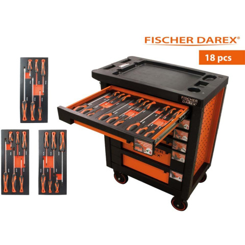 Servante d'atelier 6 tiroirs équipée 18 outils dans 3 modules, fidex-810496