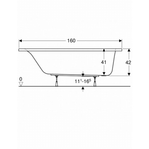 Baignoire rectangulaire GEBERIT Renova - Avec pieds - 160 x 70 cm - 554.312.01.1