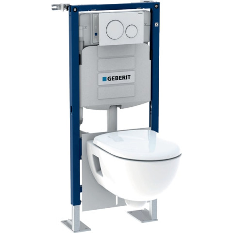 Pack bâti-support pour wc suspendu duofix geberit - 112cm - réservoir sigma12cm - plaque sigma20 - wc suspendu renova semi-caréné - 118.311.kj.1