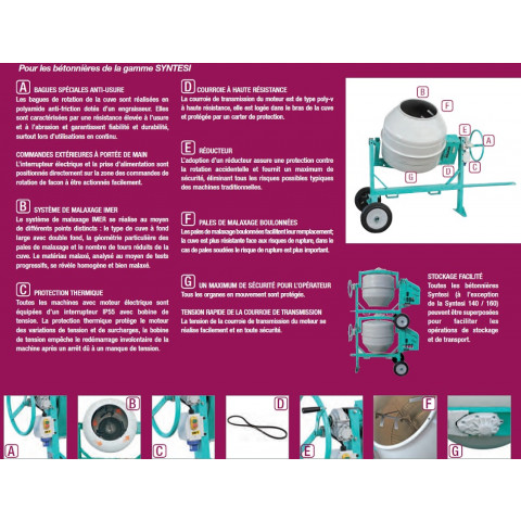 Bétonnière electrique monophasé cuve acier 235 litres - syntesi 250