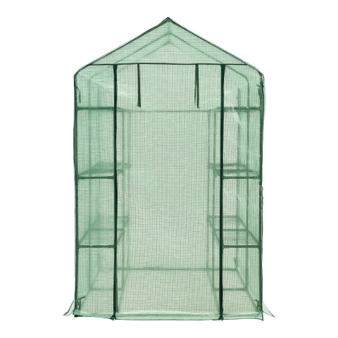 Serre de jardin vale en acier et polyéthylène avec étagères intégrées 120 x 170 x 194 cm vert helloshop26 03_0008258