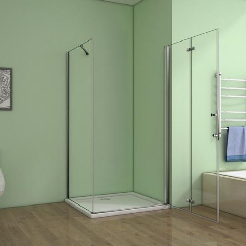 Cabine de douche verre anticalcaire avec une barre de fixation de 45cm